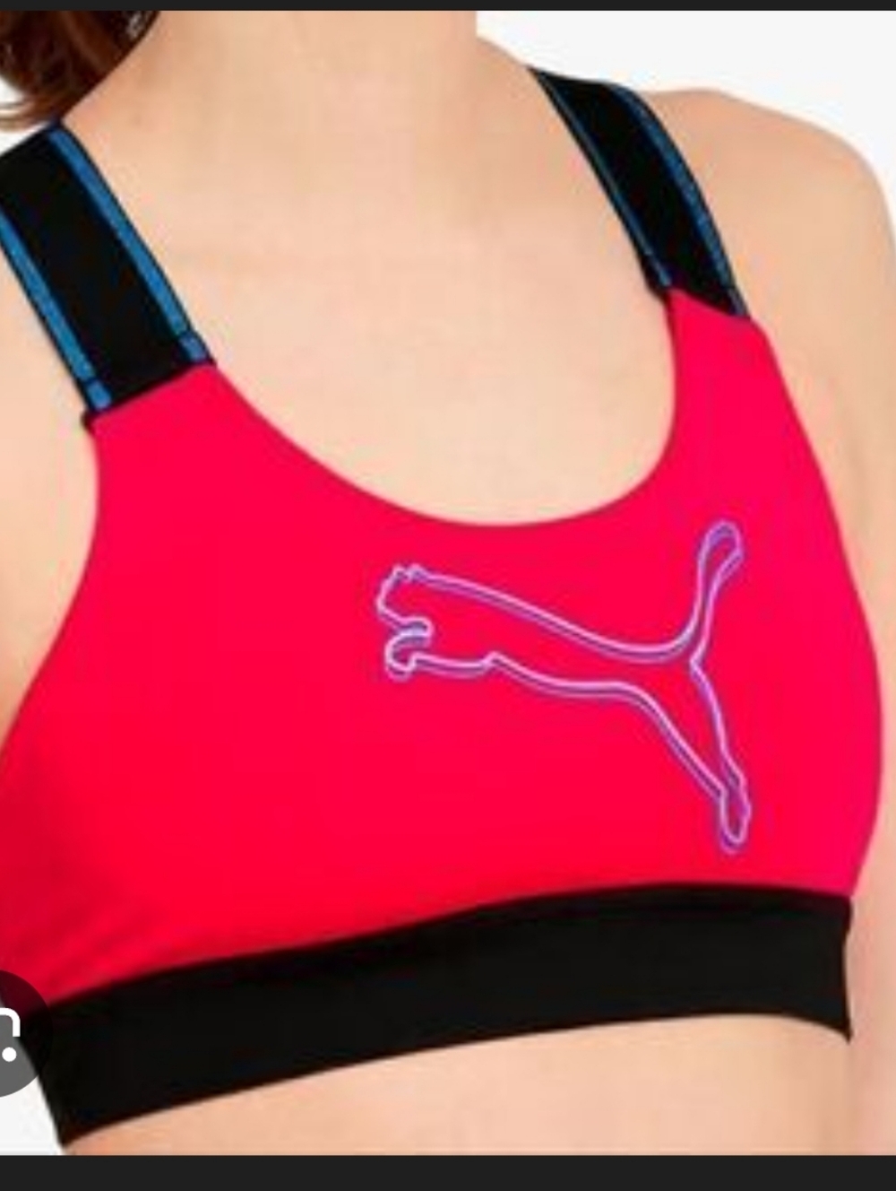 Puma Hot Pink Sports Bra with Black Band SMALL
